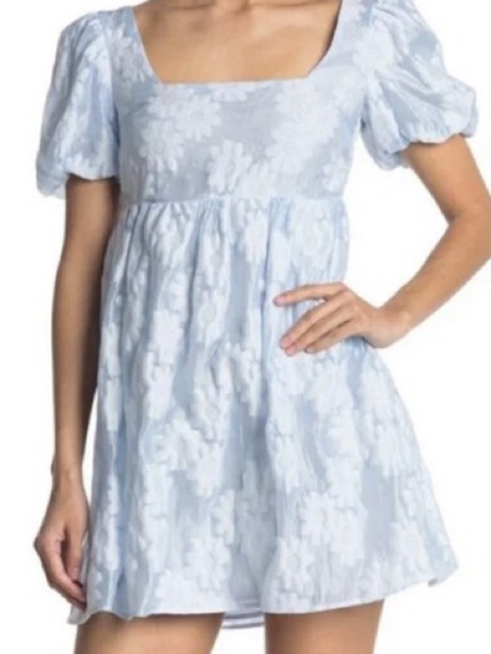 Topshop Sky Blue Daisy Organza Bow Back Mini Dress Sz 6